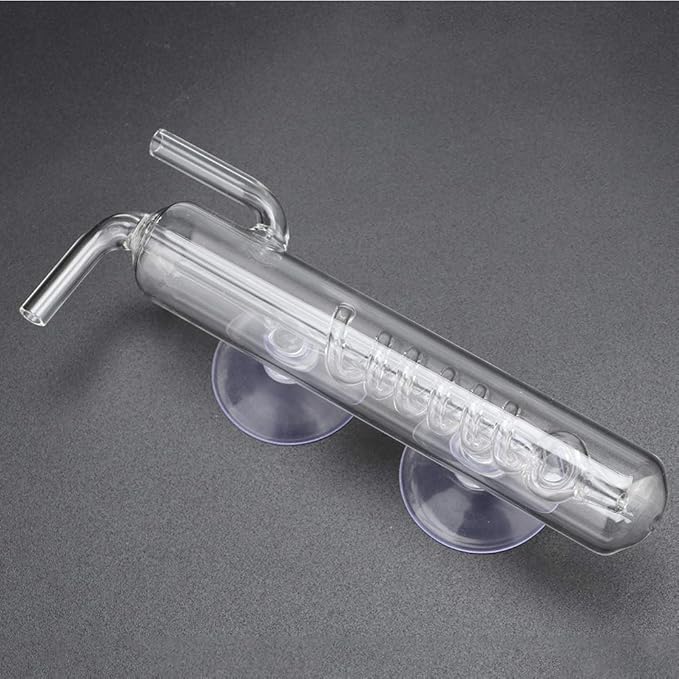 Carbon Dioxide Bubble Counter, High Transparent Crystal Glass Aquarium Bubble Counter, Screw Fish CO2 External Bubble Gauge Glass Spiral Regulator