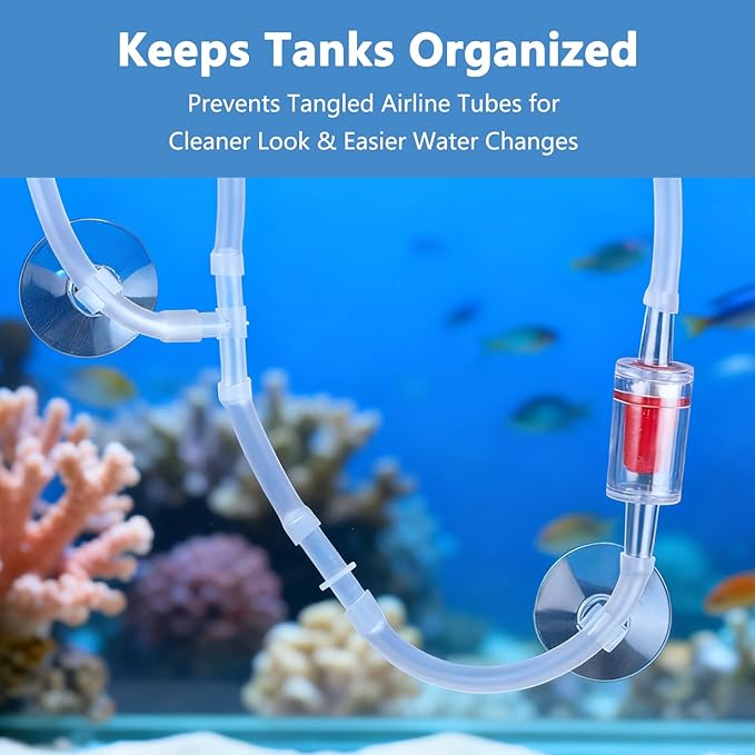 50Pcs Aquarium Suction Cups with Clips Airline Hose Holders for Tubing Small Clear Cup Clamps for Fish Tank Air Line Mini Heater Tube Holder Clamp Clips for Aquarium Air Accessories 3/16