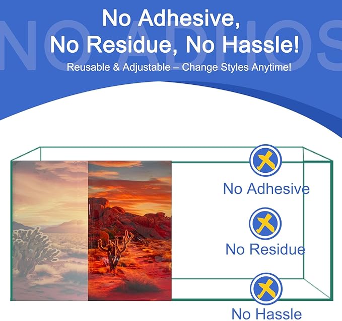 Aquarium Background & Terrarium Background – Ultra HD Static Cling, Tape-Free, Desert Sunset Design for Reptile Tank Decorations, Perfect for Bearded Dragon and Leopard Gecko Tanks 19.6 X 59 Inches