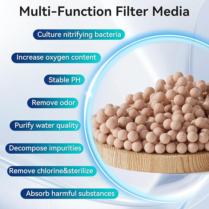Aquarium Filter Media for Freshwater & Marine Tank Bio House Filter Media with Ceramic Ball & Bio Balls, Helps Maintain Clear Water for Sump, Pond & Koi Fish Tanks