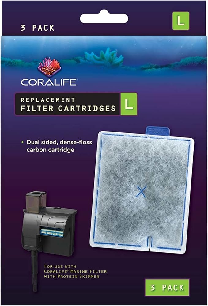 Coralife Aquarium Fish Tank Marine Salt Water Filter Cartridge, 3 Pack