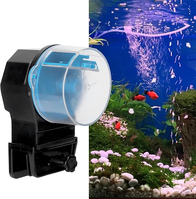 Zerodis Automatic Fish Feeder for Aquarium, Auto Food Dispenser with Timer for Small Electric Adjustable Auto Fish Food Dispenser Auto Feeding on Vacation (Blue)