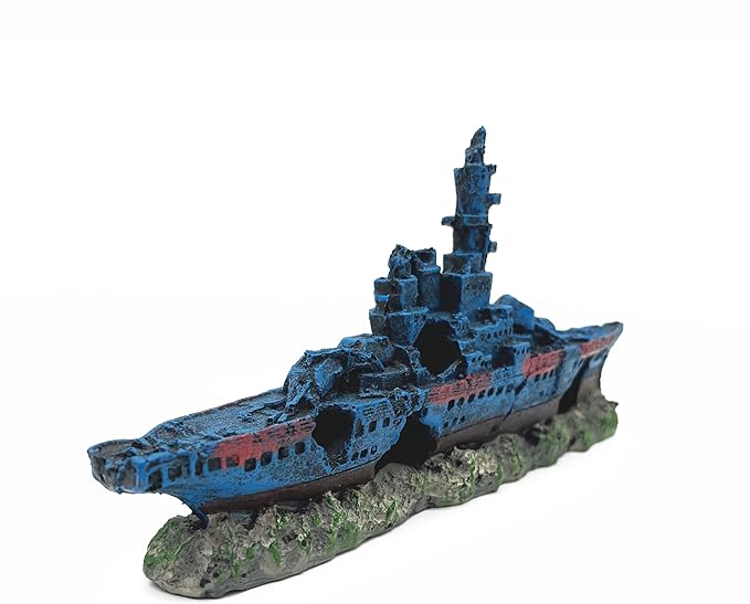 J-star Fish Tank Decorations, Shipwreck Ship Aquarium Decor, Aquarium Fish Tank Landscape Decoration Resin Ornaments