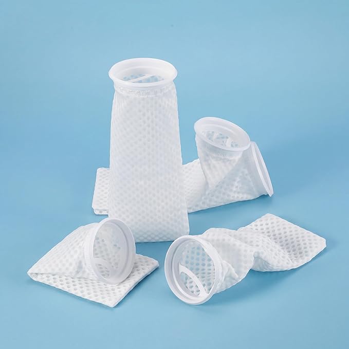 Lewtemi 16 Pcs Ring Honeycomb Filter Socks 150 μm Aquarium Filter Bags 11.8 × 4 Inch Sump Socks for Fish Tank Saltwater Aquarium