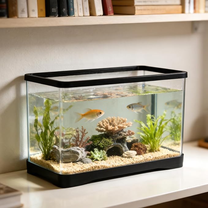 2 Gallon Plastic Rectangular Fish Tank, Large Clear Shatterproof Aquarium for Betta Fish Reptiles Succulents Flower Centerpiece, Fish Terrarium for Centerpiece Home Office Desktop Decors Gift