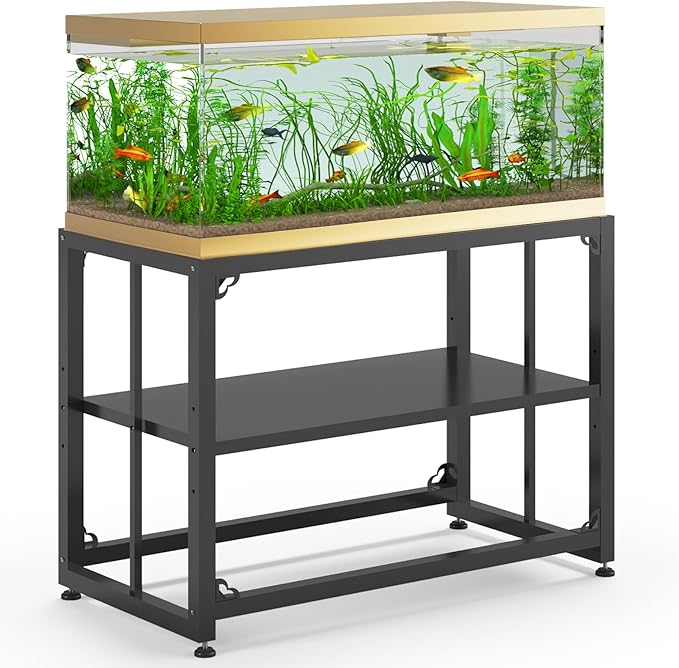 TOCRETOARE Fish Tank Stand 40 Gallon, Metal Aquarium Stand 36.5" L x 18.5" W*29.5”H, Double-Layer Storage Design, Suitable for Home and Office Use, 660LBS Capacity, Black (Tank not Included)