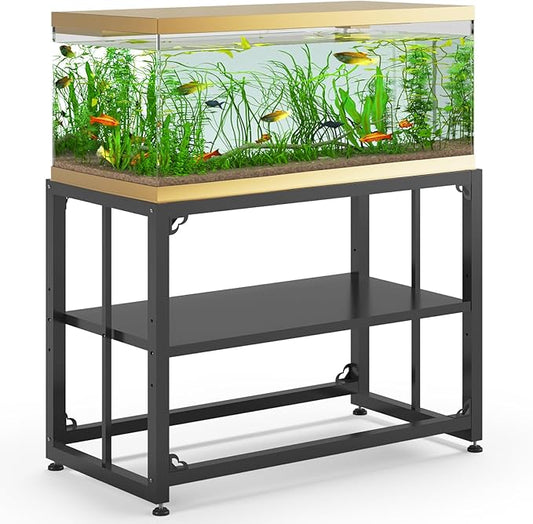 TOCRETOARE Fish Tank Stand 40 Gallon, Metal Aquarium Stand 36.5" L x 18.5" W*29.5”H, Double-Layer Storage Design, Suitable for Home and Office Use, 660LBS Capacity, Black (Tank not Included)