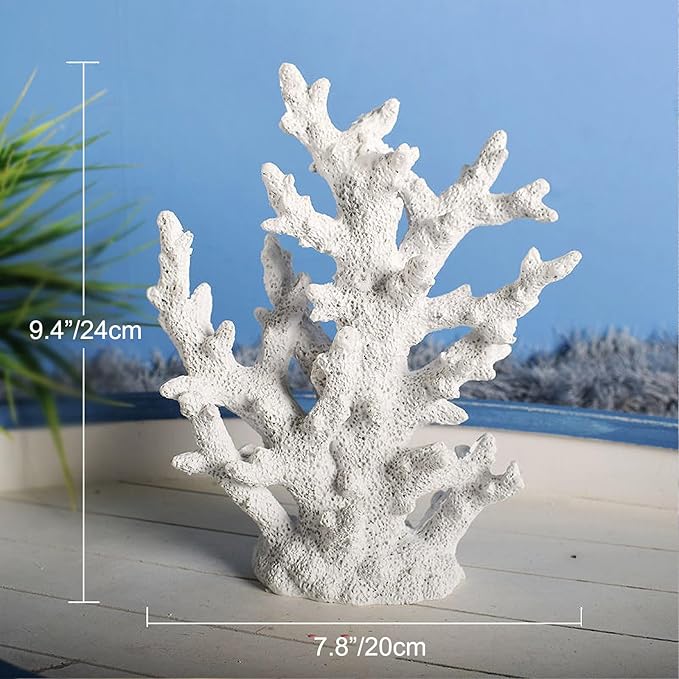 Tirifer Artificial Aquarium Coral Ornament White Resin Faux Coral Branch Decoration for Fish Tank Landscape