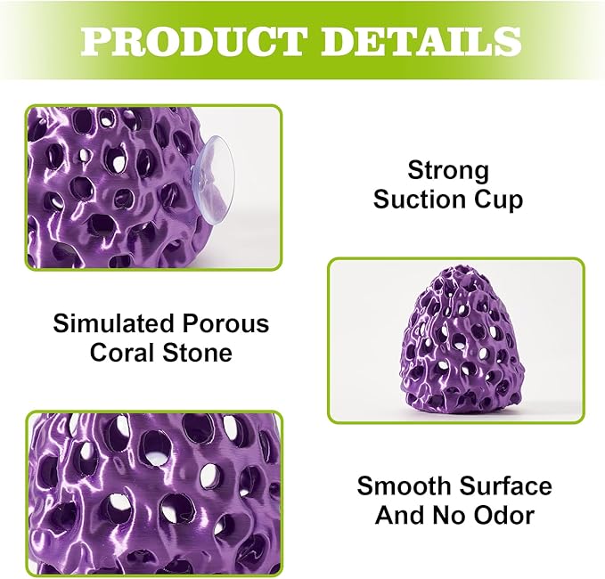 Shrimp Dome Hide, Shrimp Hides for Aquarium, Betta Fish Hideout with Suction Cup, Betta Habitat Tank Ornament Accessories, Aquarium Decor for Small Fish Guppy Hiding Resting (Purple)