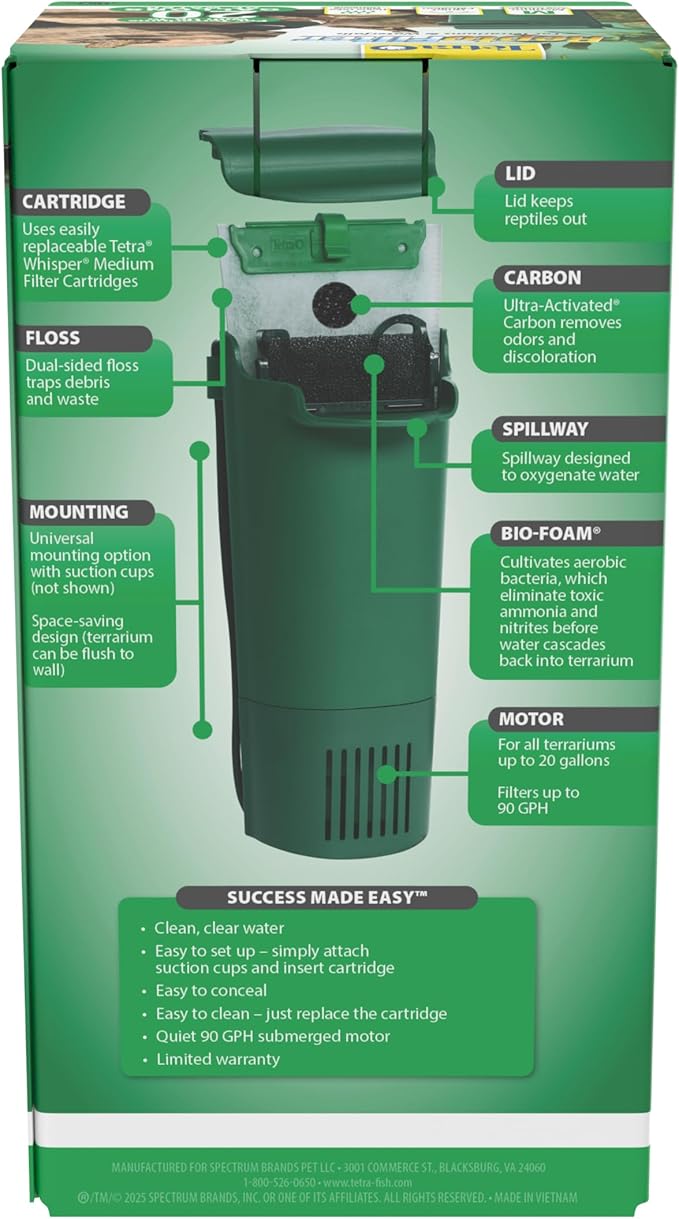 Tetra ReptoFilter, Terrarium Filtration, Keeps Water Clear