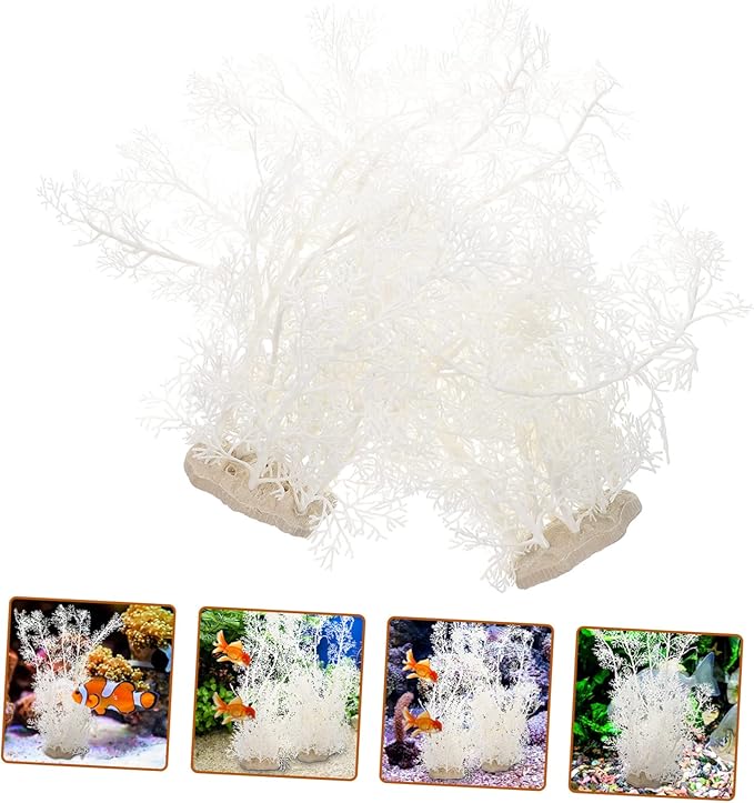 FAVOMOTO 2Pcs Aquarium Grass Artificial Fish Tank Plants Fish Tank Decorations Aquarium Decor White Realistic Lifelike Embellishment