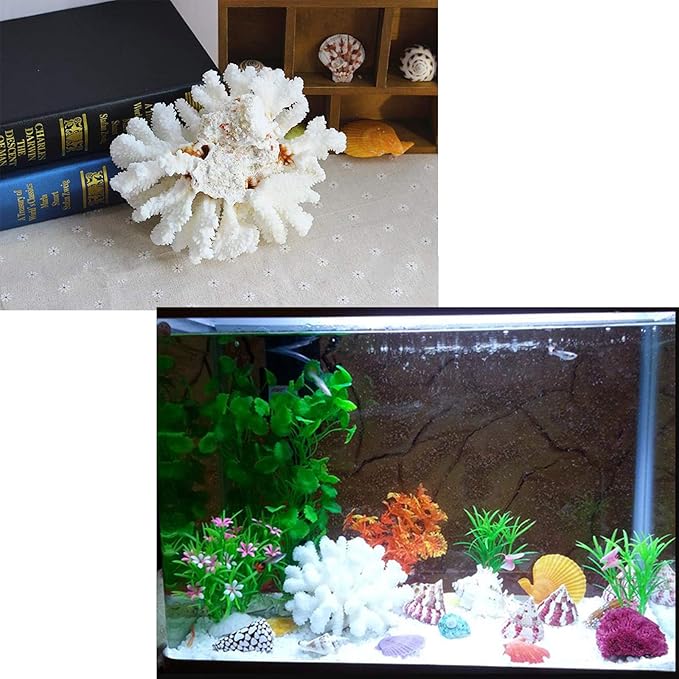 Besimple Pack of 2 Artificial Coral Ornament, Aquarium Resin Coral Decor Underwater Sea Plants Fish Tank Decoration Aquarium Plants