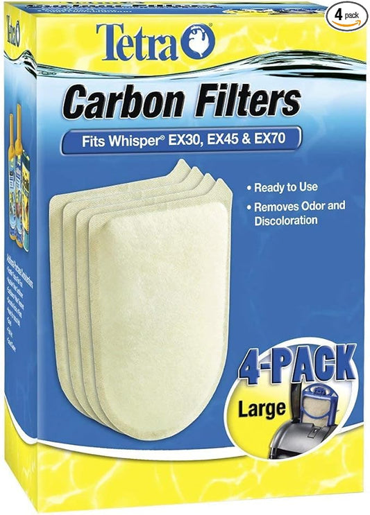 Tetra Carbon Filters Large 4 PK Fits Whisper EX30 EX45 EX70 Cartridge LG Filter