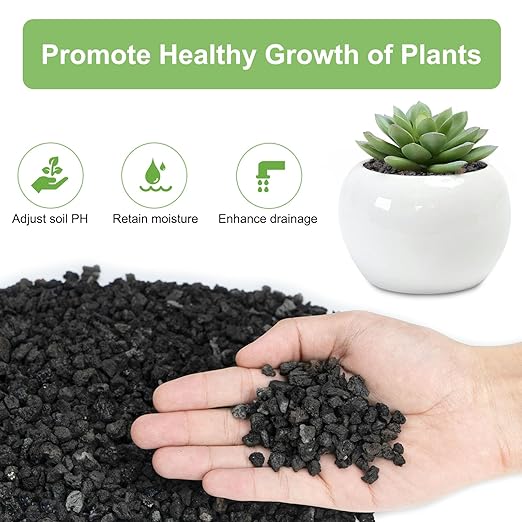 Pulovin 5 lbs Pebbles for Indoor Plants, Succulent, Cactus, 1/5 Inch Small Lava Rock for Plants Drainage, Natural Horticultural Volcanic Rock, Top-Dressing