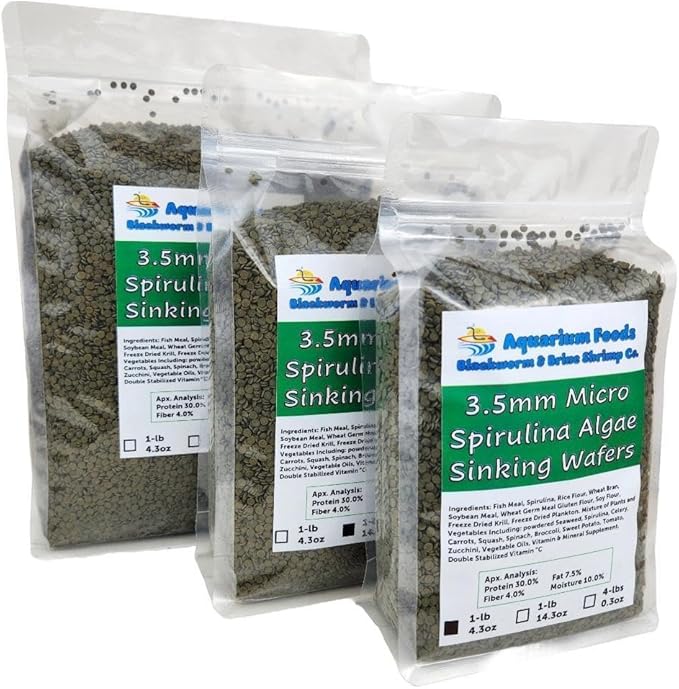 3.5mm - 1/8" Micro Sinking Wafers of Algae, Spirulina, Veggies for All Tropical Fish, African Cichlids, Shrimp, Snails, Crabs, Catfish, Small Plecos…1-lb 14.3oz Clear Bag