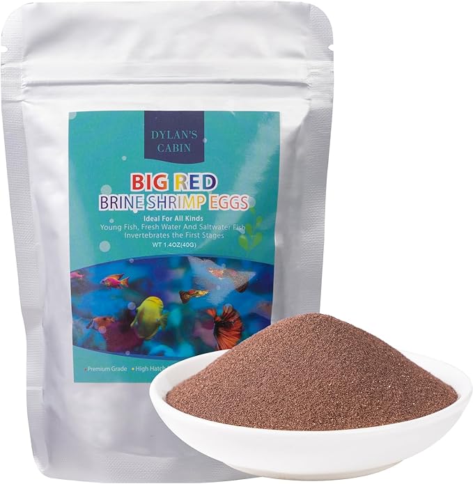 Dylan's cabin Brine Shrimp Eggs Fish Food - 90% Hatch Rate for Aquatic Foods Baby Aquarium Fish Freshwater Saltwater Marine Tank Hatchery Fry 40G