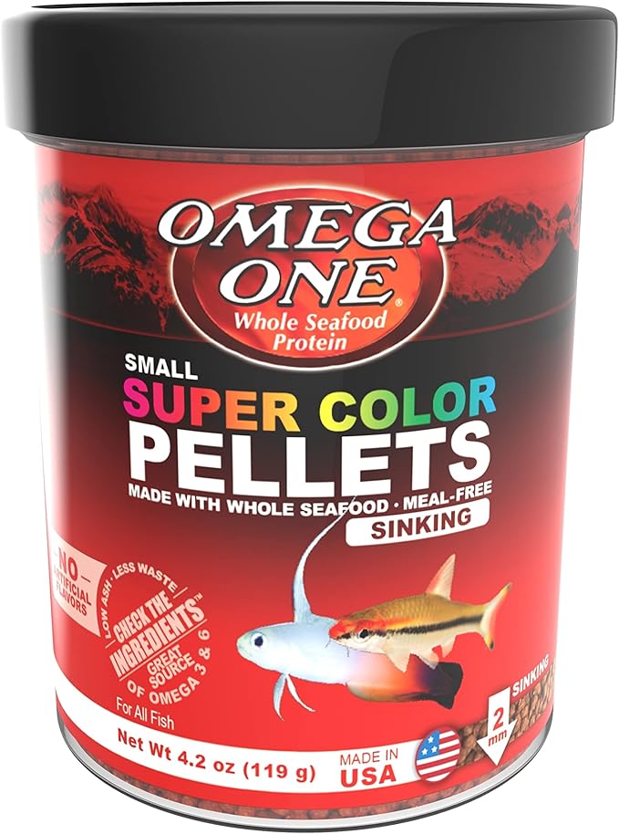 Omega One Super Color Sinking Pellets, 2mm Pellets, 4.2 oz