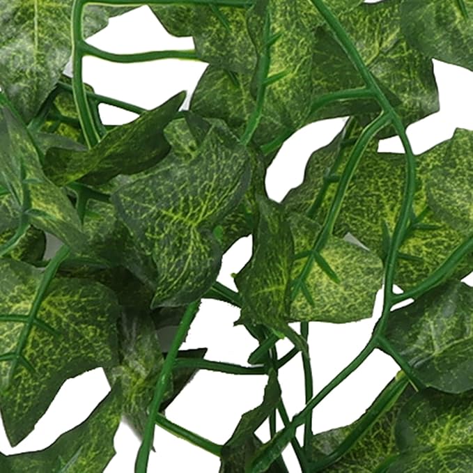 Pssopp Lifelike Plant Decorative Hanging Silk Terrarium Plant with Suction Cup for for Reptile Rainforest Box Aquarium Landscape(NFF‑87)
