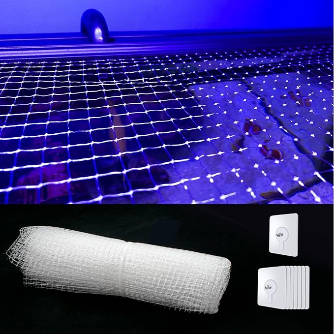 3.28 x 6.56 ft Clear Mesh Netting with 8 Traceless Screws, Plastic Cuttable Fish Tank Anti-Jump Protective Lid, Air Screen Net for Aquarium Covering