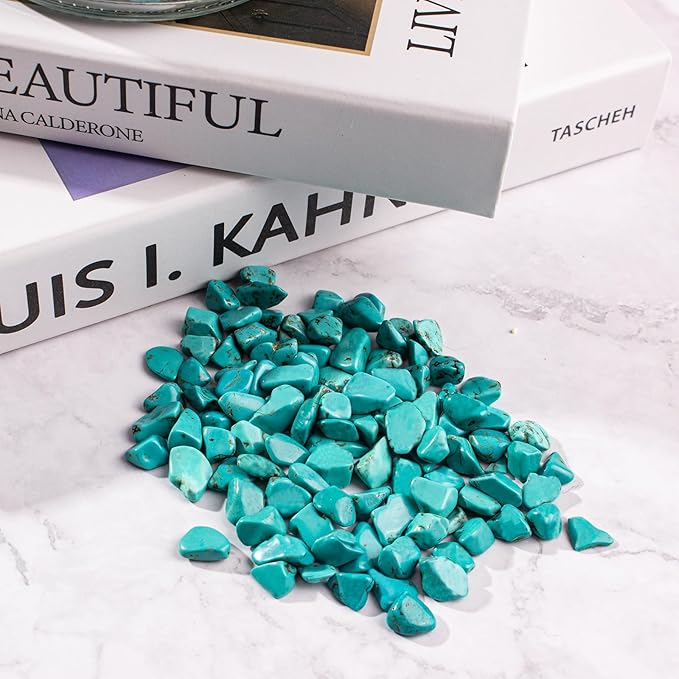 0.88 Lb Turquoise Aquarium Gravel Rocks Betta Fish Tank Pebbles, Polished Tumbled Crystals Stones Crushed Quartz Chips for Crafts, Fish Turtle Tank and Home Decoration