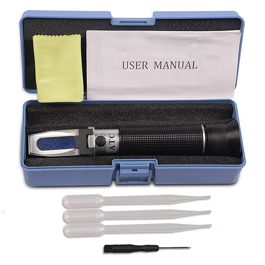 Premium Salinity Refractometer with Automatic Temperature Compensation for Saltwater, Aquarium, Marine Reef Tank Testing - Dual Scale (0-100ppt & 1.000 to 1.070 S.G.)