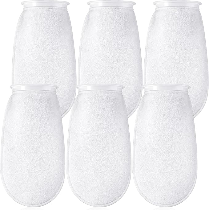 6 Pcs 4" Filter Sock for Saltwater Aquarium, 4 Inch Ring by 10 Inch Long Filter Socks 200 μm Reusable Aquarium Filters Bags for Fish Tank, Sump, Freshwater Aquariums (White)
