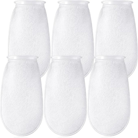 6 Pcs 4" Filter Sock for Saltwater Aquarium, 4 Inch Ring by 10 Inch Long Filter Socks 200 μm Reusable Aquarium Filters Bags for Fish Tank, Sump, Freshwater Aquariums (White)