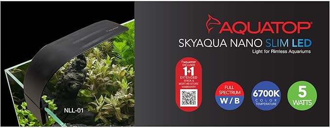 Aquatop SkyAqua Nano Slim LED Light for Rimless Aquariums 5W, NLL-01