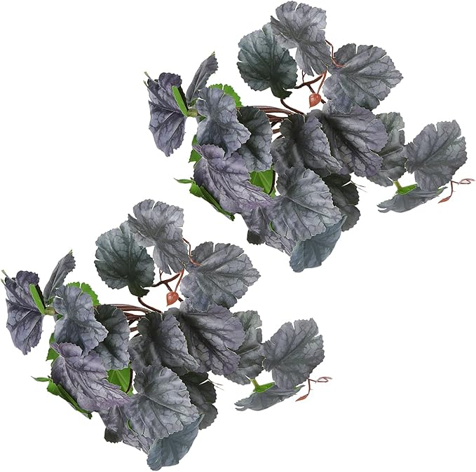 2PCS Artificial Water Plant,Simulation Vine,Lifelike Plastic Leaves Decoration with Suction Cup,Plastic Plant Aquatic Water Grass Decor for Fish Tank (Bicolor Begonia Leaves)