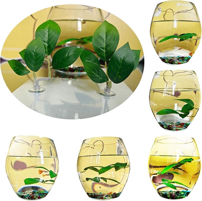 Fish Leaf Pad Fish Tank Accessories Aquarium Décor Simulating 3 pcs Adjustable Plastic Plants Betta Natural Habitat Playing Spawn Breed Rest Bed with Suction Cup Multi Leaf Design (3)