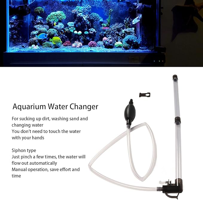 Mini Aquarium Water Changer, Manual Fish Tank Siphon Gravel Cleaner for Water Changes and Sand Filter Cleaning