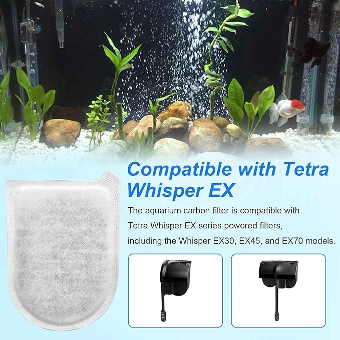 Aquarium Carbon Filter for Tetra Whisper EX, Fish Tank Carbon Filter Cartridges Large for Whisper EX30/EX45/EX70-10 Pack