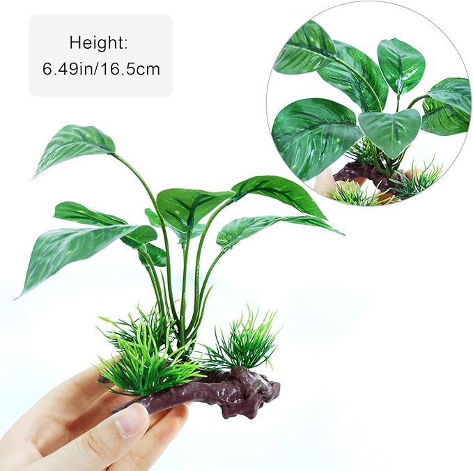 3PCS Reptile Artificial PlantsTerrarium Plants Aquarium Plants Decorations for Amphibian Habitat Decor