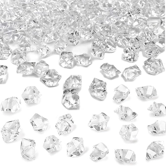 150PCS Dazzling Clear Ice Rocks,Fake Crushed Ice Rocks,Fake Gold Ice,Mini Fake Diamonds,Fake Ice Rocks Plastic Gems Acrylic Crushed ICES Rocks for Vases Fillers Table Scatter Decor