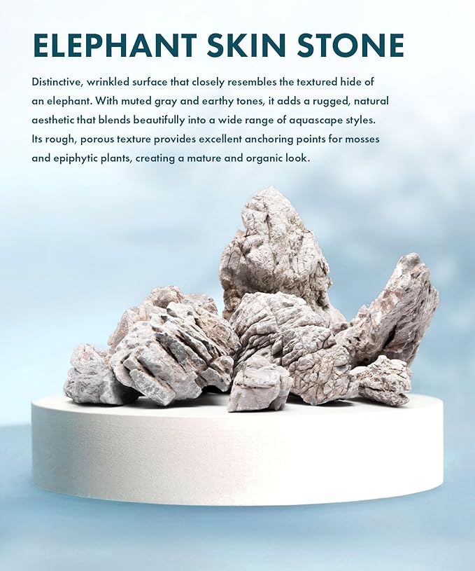 SubstrateSource Natural Aquarium Stones - Light Brown with Gray, Dimples & Craters, Decorative Aquascaping Rocks, Epiphytic Plants, Shrimp, Betta Fish Tank & Reptile Enclosure - Elephant Skin, 30 LB