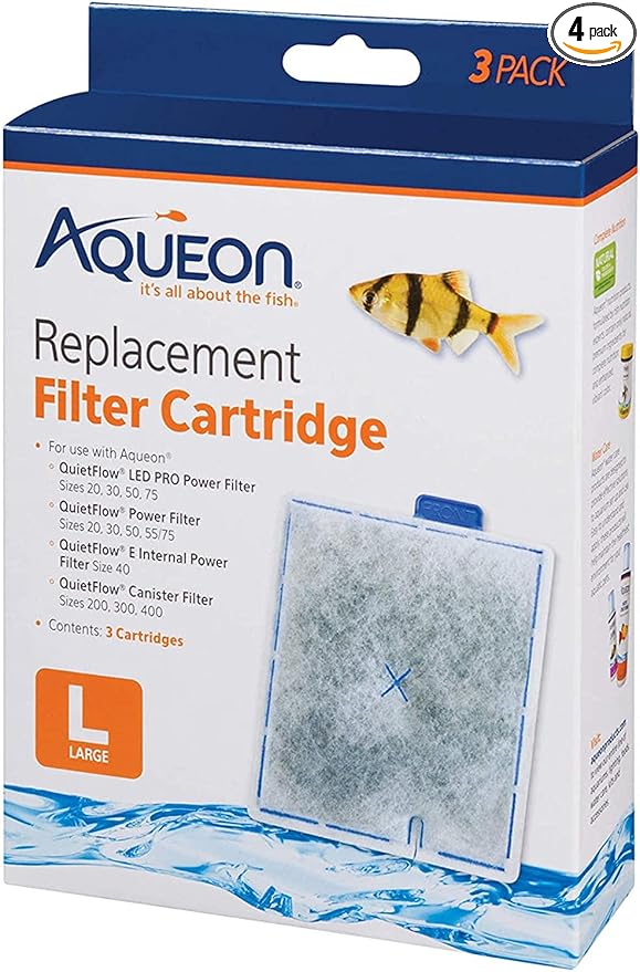 Aqueon 12 Pack of Replacement Filter Cartridges, Large, for QuietFlow Aquarium Filters