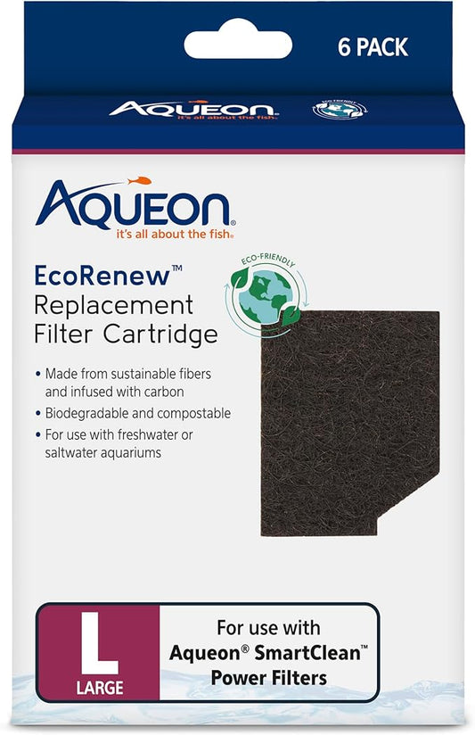 Aqueon Genuine EcoRenew Filter Cartridges, for Freshwater and Saltwater Aquariums, Large, 6-Pack