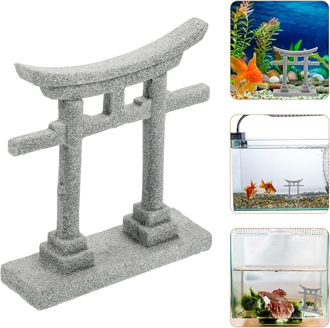 GANAZONO Aquarium Shinto Shrine Fish Tank Torii Gate Micro Landscape Decoration Japanese Shinto for Potted Bonsai Sand Table Flowerpot