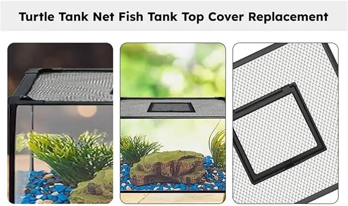 Mesh Screen Netting for Fish, DIY Self Assembly Magnetic Mesh Aquarium Lid Multiple Sizes(60x30cm)