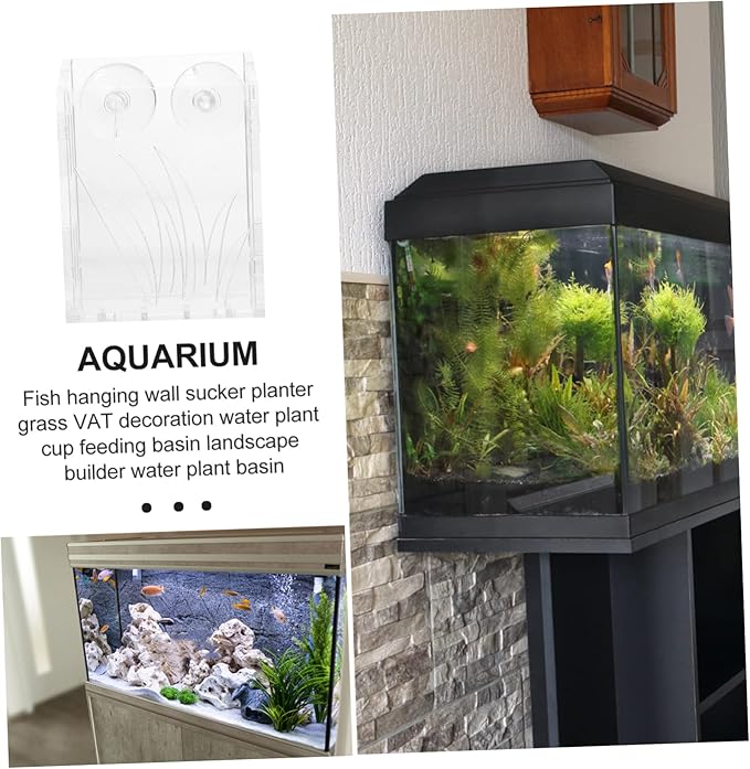 3pcs Fish Tank Planting Cup Clear Container for Plants Plants Decor Aquarium Decoration Fish Food Feeder Aquatic Planter Water Holder Water Container Acrylic