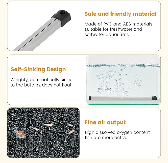 hygger Aquarium Bubble Strip, Nano Air Bubble Curtain Wall Aquarium Air Stone Kit, Quiet High Dissolved Oxygen Diffuser Fish Tank Bubbler Decorations for Freshwater Saltwater (13.8 Inch)