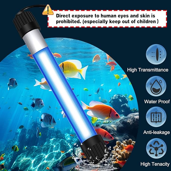 9W Timer UV Aquarium Clean Light Algae Removal LED Light Waterproof for Fish Tank Pond Aquarium