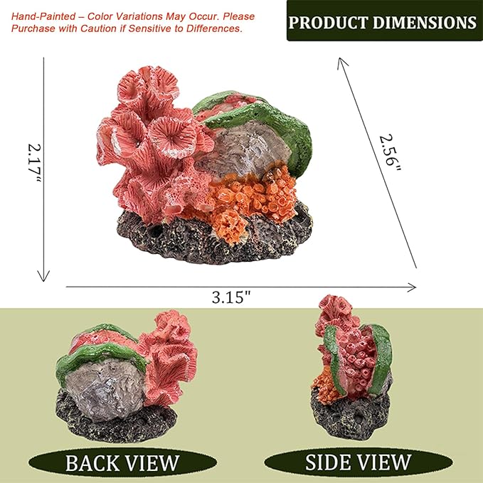Aquarium Decor Resin Coral Fish Tank Decorations, Small Aquarium Hideout Ornament for Betta Shrimp Goldfish, Fish Tank Accessories Decorations Artificial Reef