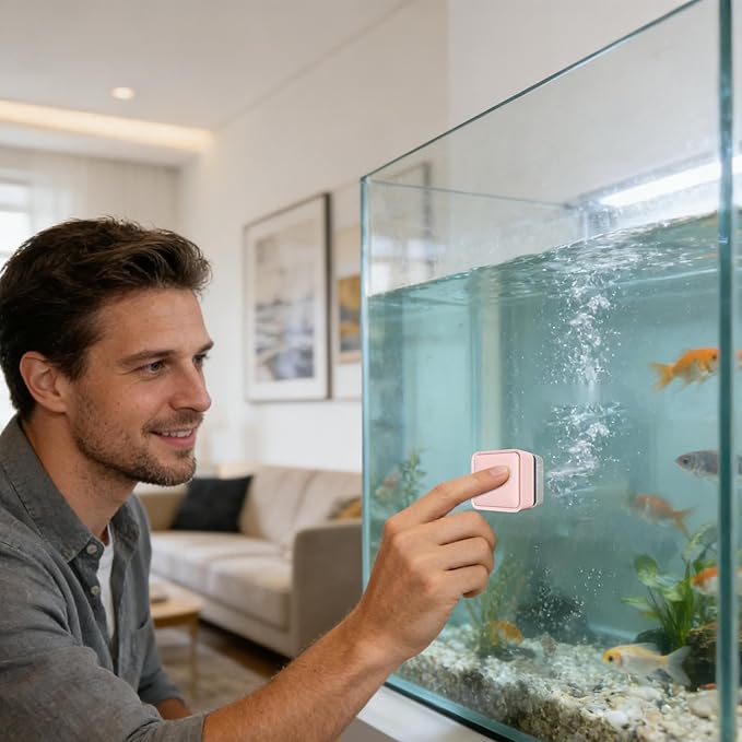 Magnetic Fish Tank Cleaner, Cleaning Magnetic Algae Scraper, Aquarium Magnet Glass Cleaner Brush for Acrylic, Saltwater, Home, Office, Indoor, Hobbyist, Aquarist