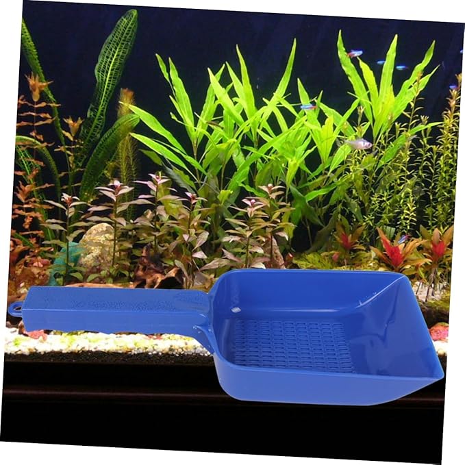 GANAZONO Water Leakage Sand Shovel for Fish Tank Blue Aquatic for Sifting and Waste Removal for Aquarium Maintenance and Landscaping