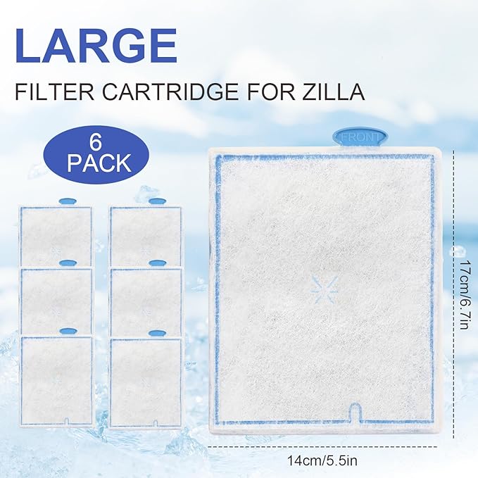 6 Pack Turtle Tank Large Filter Cartridges Compatible with Zilla, Turtle Filter Cartridges for Aquarium, Reptile Terrarium Filter Cartridge for Zilla, for 40G and Large Basking Platform Filter 40G