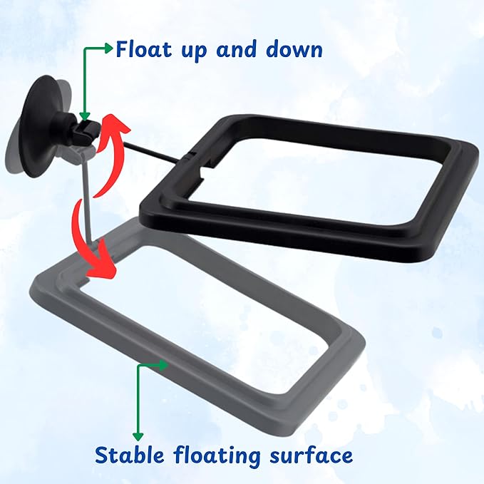 Turtle Feeding Ring for Fish Tank and 4pcs Nitrifying Balls Set, Float Fish Food Holder and Aquatic Toys for Turtles Tortoise Goldfish Guppy Koi Puffer, Aquatic Turtle Tank Accessories (Black Square)