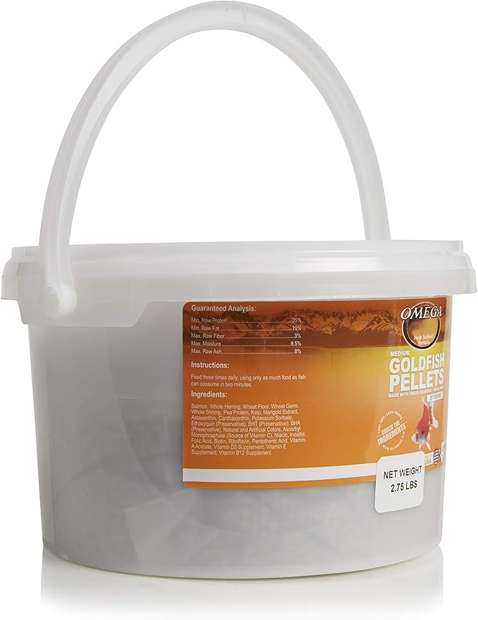 Omega One Goldfish Pellets, Sinking, 4mm Medium Pellets, 2.75 lb Bucket