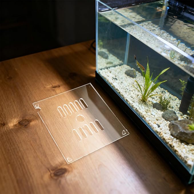 2pcs Aquarium Anti Jumping Lid - 5.91"/15cm Acrylic Square Cover with Hole to Prevent Fish Reptiles Shrimp Turtles from Out of The Tank