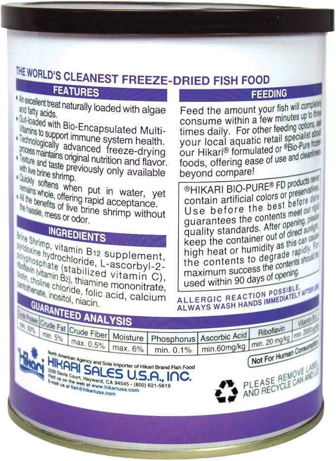 Hikari Bio-Pure Freeze Dried Brine Shrimp for Pets, 1.76-Ounce